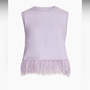 NWT Cinq à Sept Cropped Feather-Hem T-Shirt